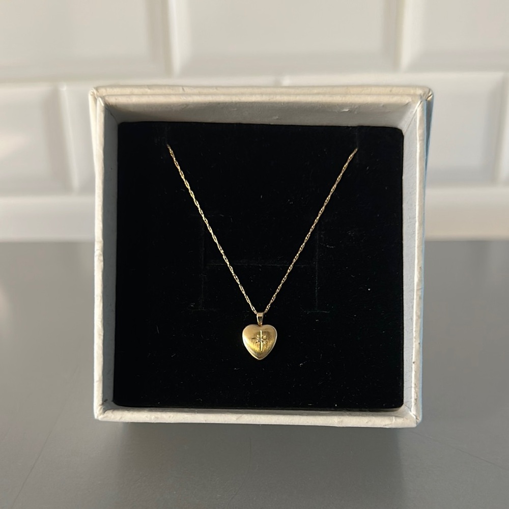 Gold Heart Mini Locket Pendant Necklace